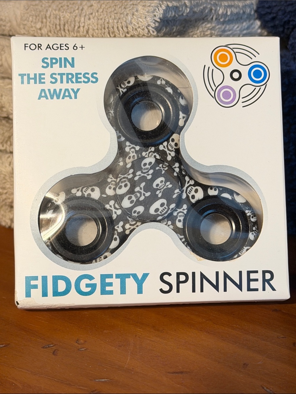 Spinner - Black Skull Pattern Stress Reliever